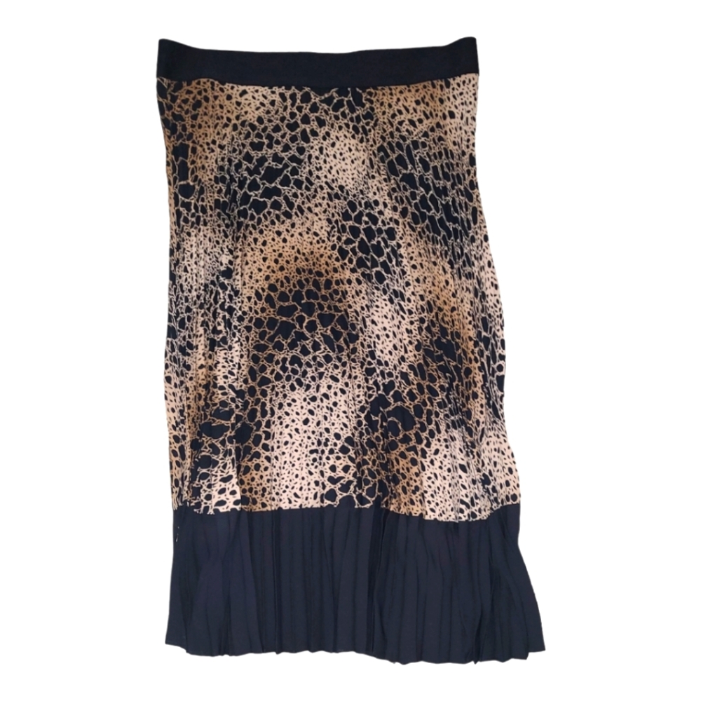 Alfani Black Tan Snake Print Pleated Skirt Sz 1X